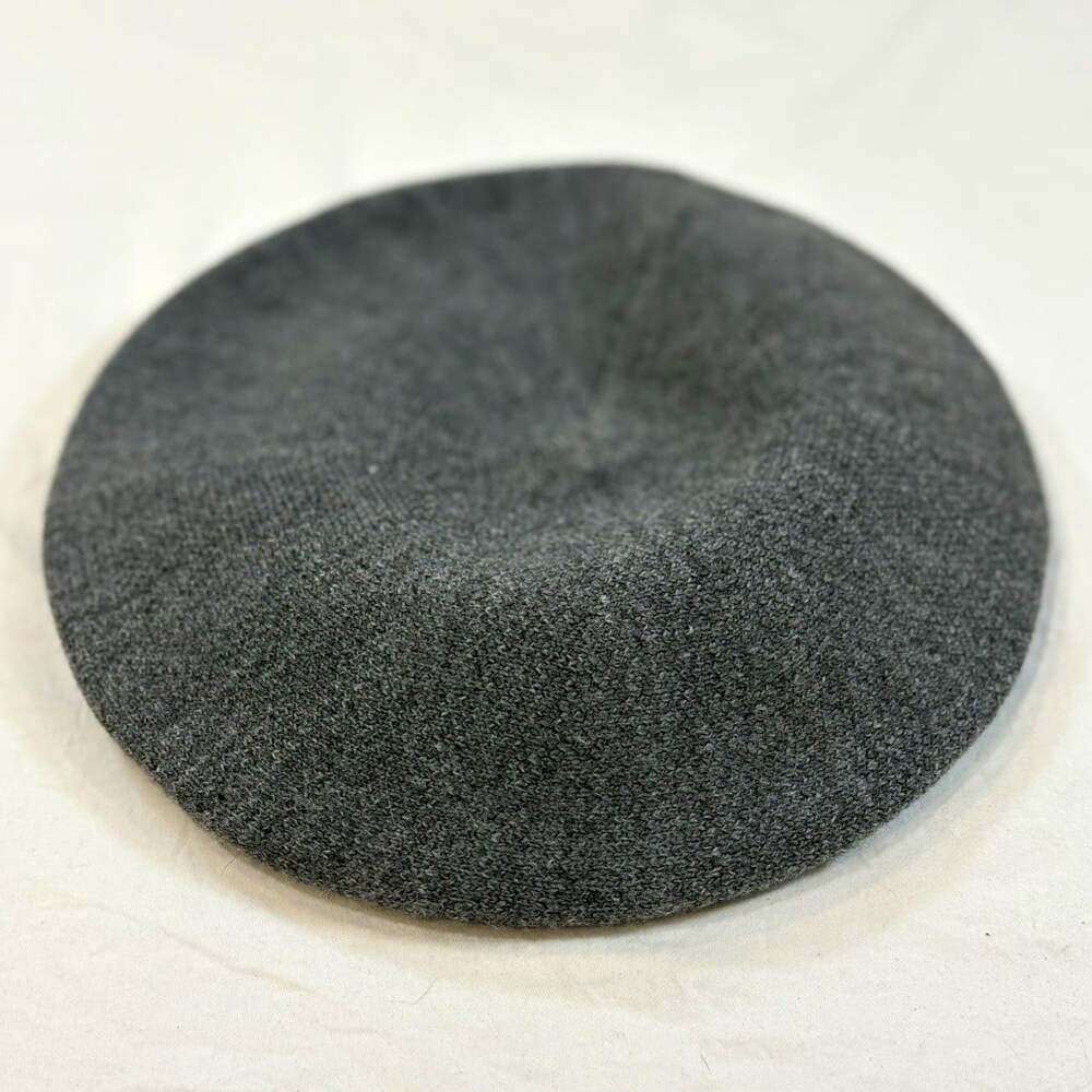 Women's Gray Knit Beret Hat 100% Acrylic Solid One Size Fall Winter Casual